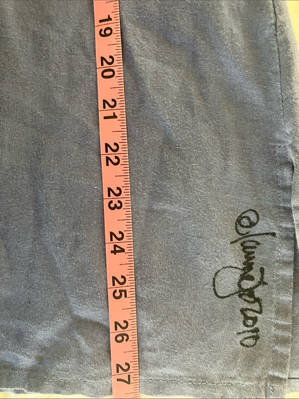 FLAX Vintage Blue Linen Flowy V-Neck Top w/ White Daisy Customization Size M - Picture 9 of 11